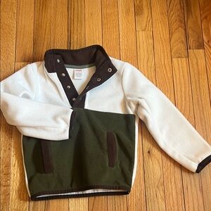 Gymboree Brown & White Fleece Snap Pullover